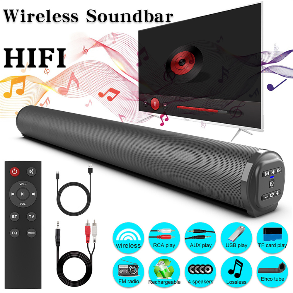 Home Cinema Speaker System - Sound Bar ระบบเสียงทีวีลําโพงบลูทูธซับวูฟเฟอร์ไร้สายเบสโฮมเธียเตอร์แบบชาร์จไฟได้ลําโพงแบบพกพา