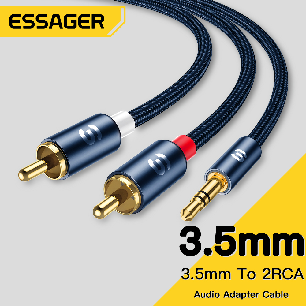 Home Cinema Dvd - Essager สายสัญญาณเสียง3.5มม.ถึง2 RCA ตัวผู้หญิง Splitter Aux