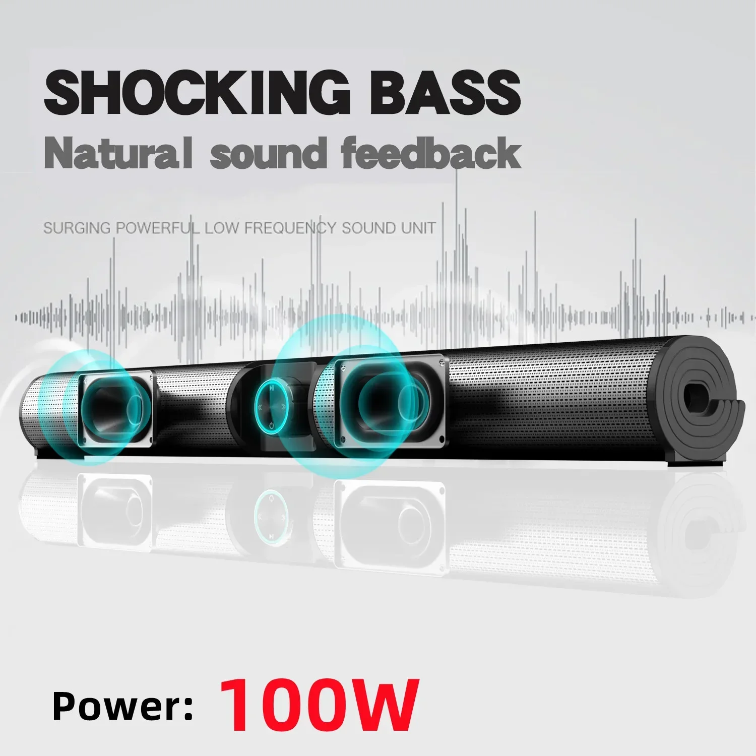 Home Cinema Bose - BS-55 100W คอมพิวเตอร์ไร้สายลําโพงบลูทูธกลางแจ้งแบบพกพาโฮมเธียเตอร์รอบทิศทางวิทยุ FM TV Soundbar