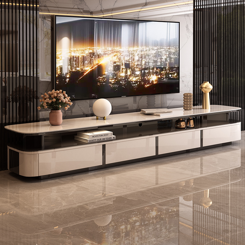 Home Cinema Furniture - ตู้วางทีวีสีเบจคลาสสิก เรียบง่าย สไตล์อิตาลี ดีไซน์ยาวไม่ซ้ำใคร สำหรับห้องนั่งเล่น เฟอร์นิเจอร์ทีวีทันสมัย