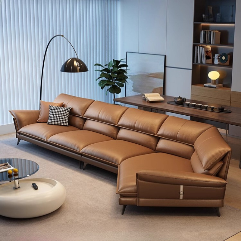 Home Cinema Furniture - โซฟาหนังแท้สุดหรูสไตล์อิตาลี โซฟาโมเดิร์นสไตล์นอร์ดิกสำหรับห้องนอน โซฟาสำหรับห้องนั่งเล่นในอพาร์ทเมนต์ เฟอร์นิเจอร์