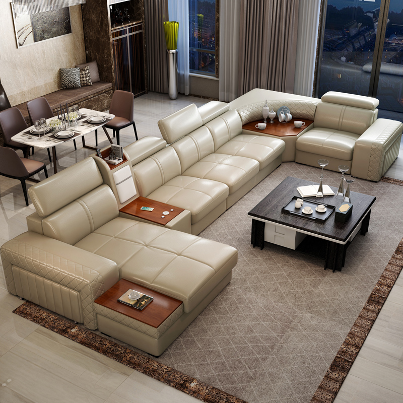 Home Cinema Room Accessories - โซฟาหนังแท้สไตล์โมเดิร์น โซฟาเรียบหรูสำหรับอพาร์ทเมนต์ โซฟาทรงตรงสำหรับห้องนั่งเล่น โซฟาสำหรับโรงภาพยนตร์ ดีวานี ดา