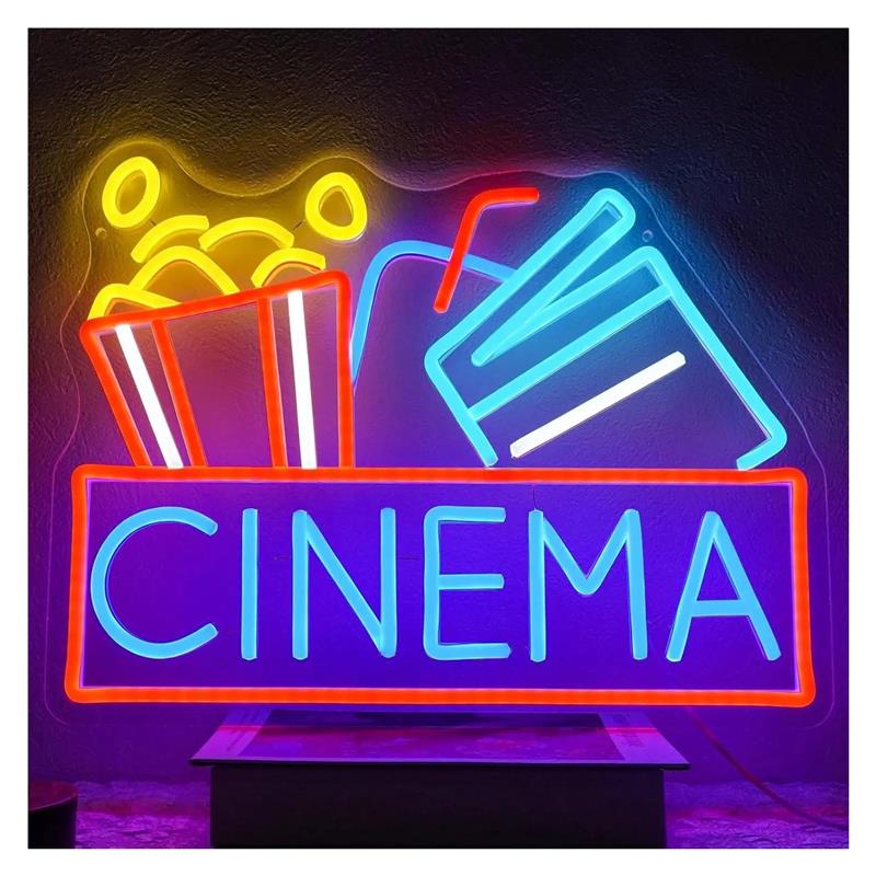 Home Cinema Today - ป้ายไฟนีออนโรงภาพยนตร์ ใช้พลังงานจาก USB ปรับความสว่างได้ สำหรับตกแต่งบ้าน ปาร์ตี้