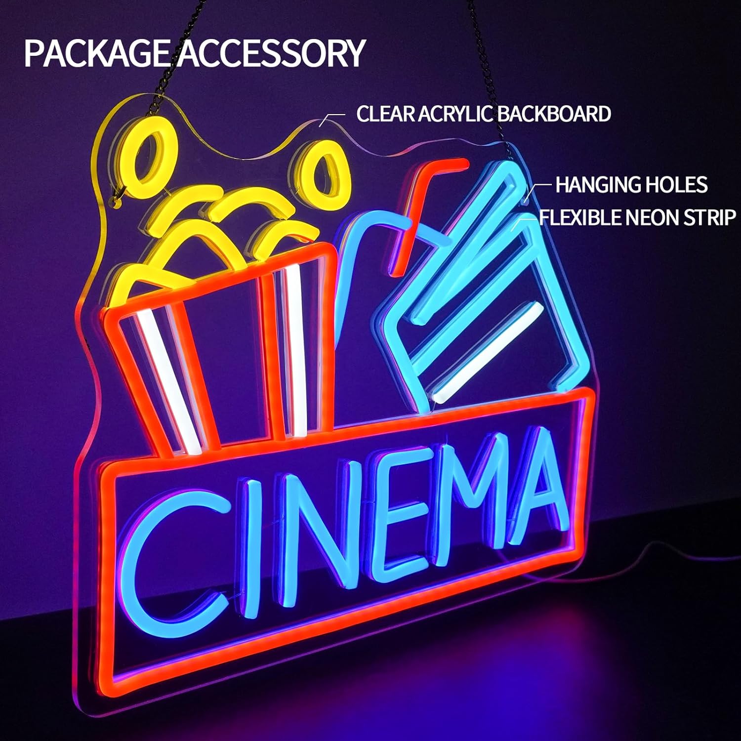 Cinema Neon Sign USB Powered L - Home Cinema Room Accessories บทวิจารณ์และราคา